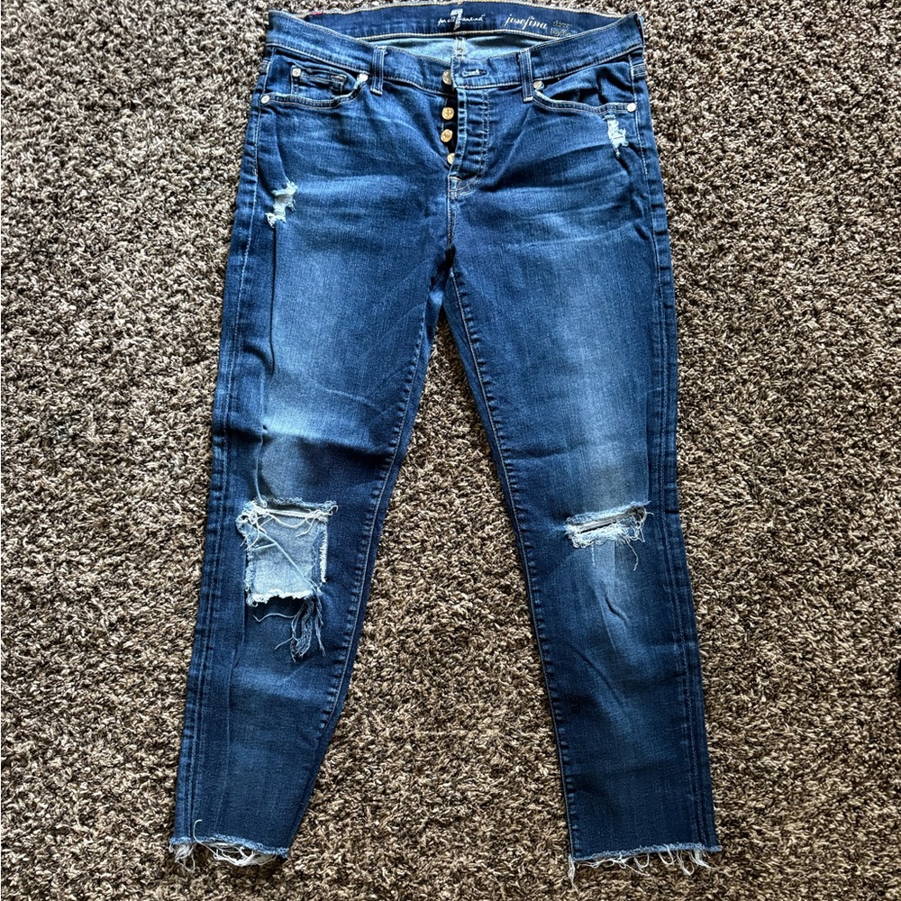 Blue Distressed Women's Jeans